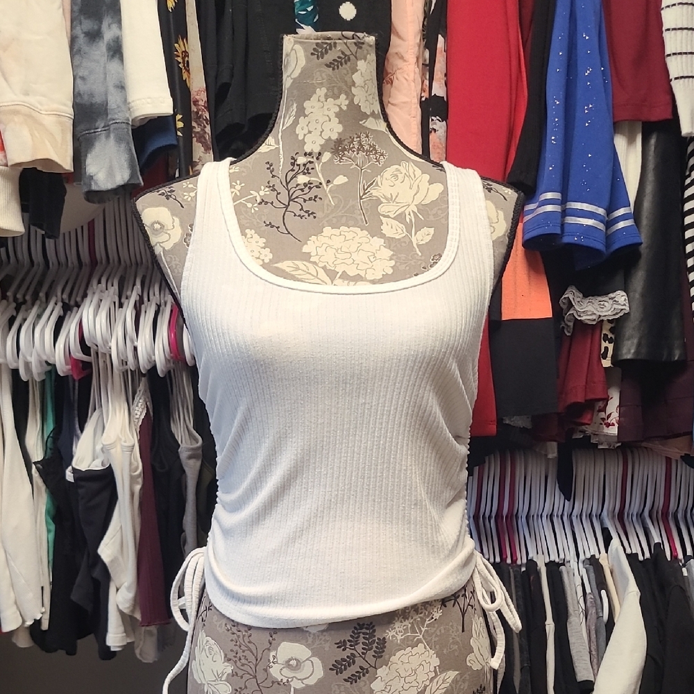 White Ribbed Tank Top